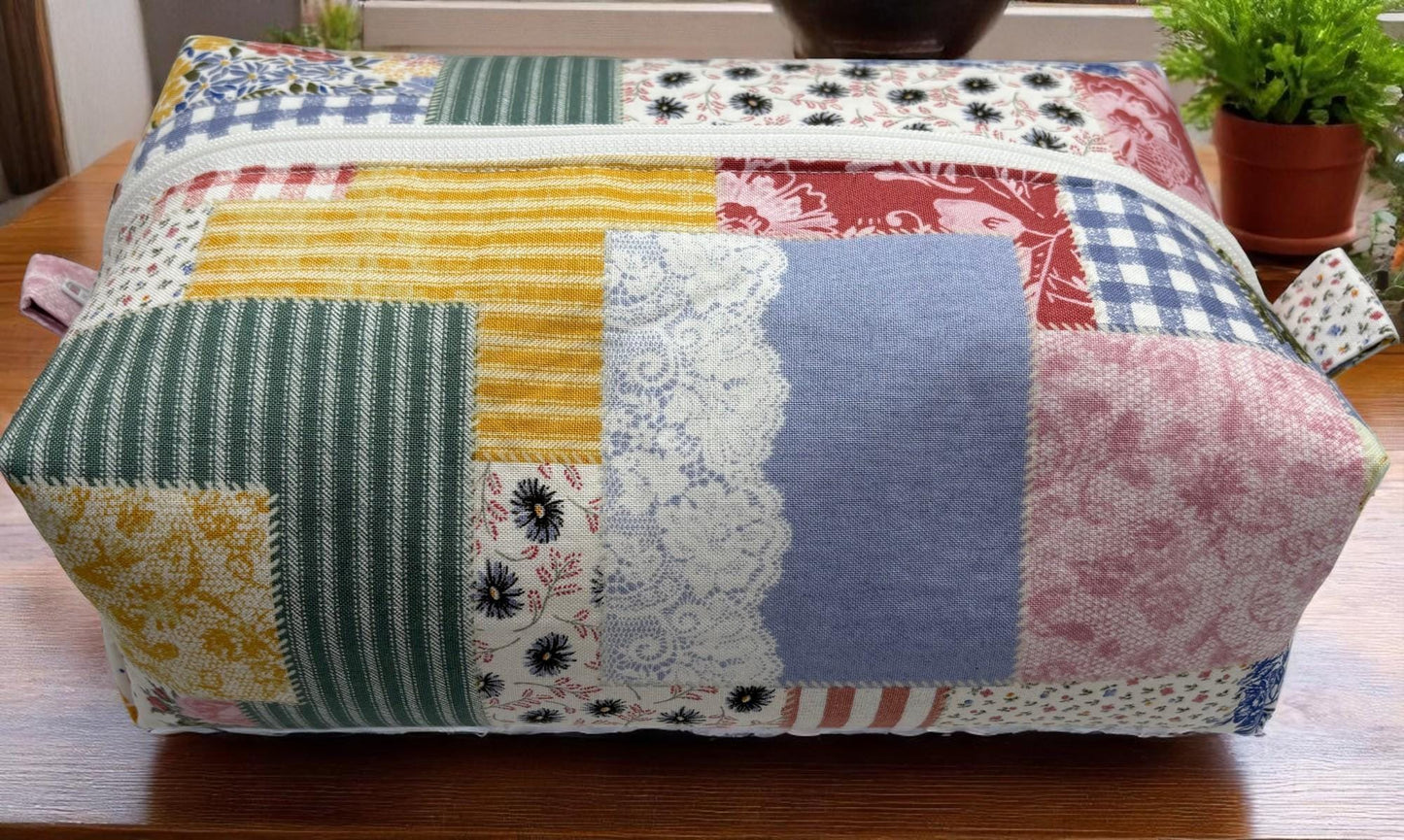 Zippered Boxy Pouch - Durable Fabric Makeup Bag, Travel Organizer & Everyday Storage Case with Wide Opening
