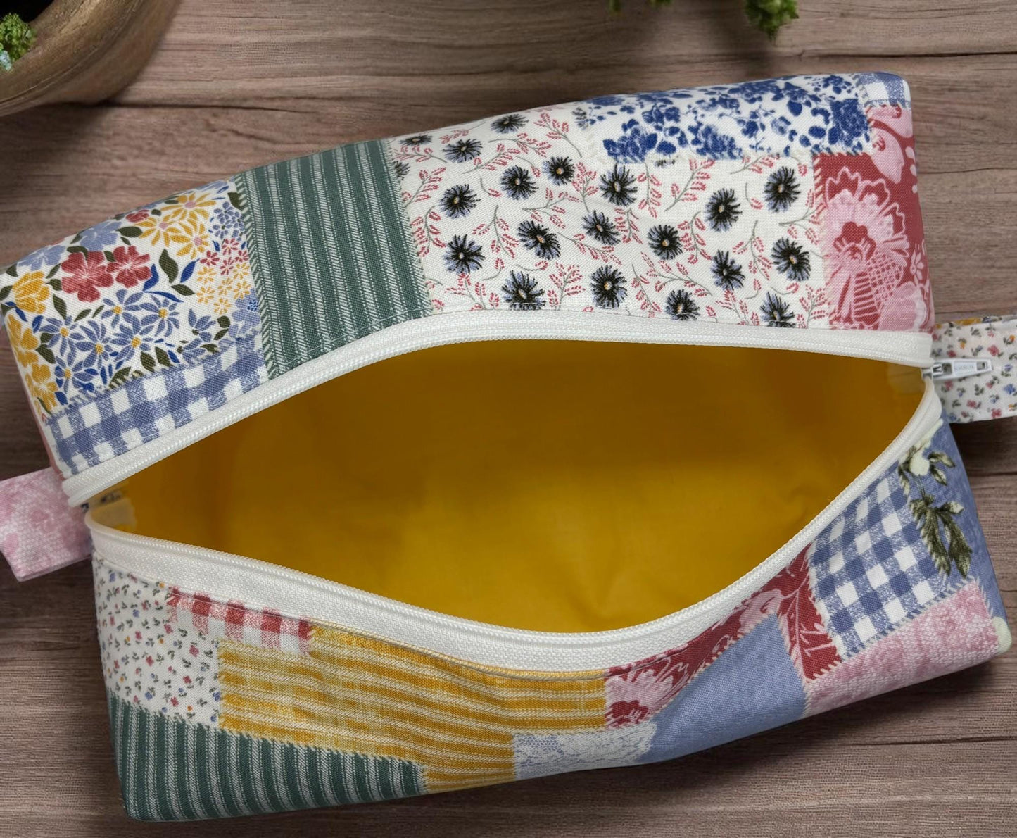 Zippered Boxy Pouch - Durable Fabric Makeup Bag, Travel Organizer & Everyday Storage Case with Wide Opening