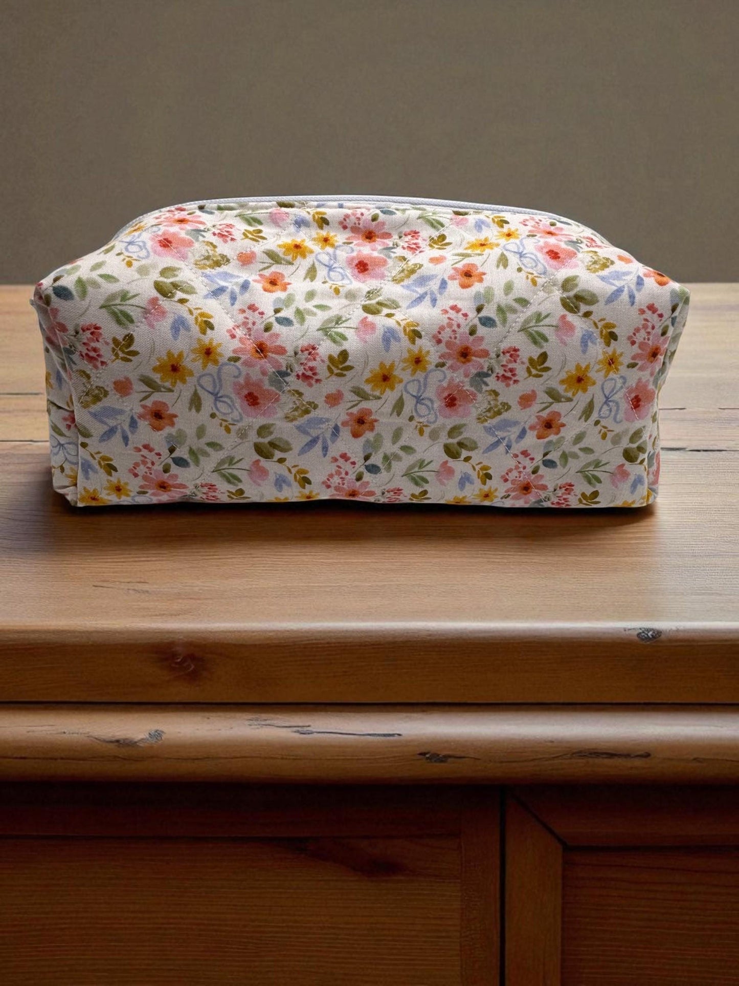 Quilted Zippered Boxy Pouch