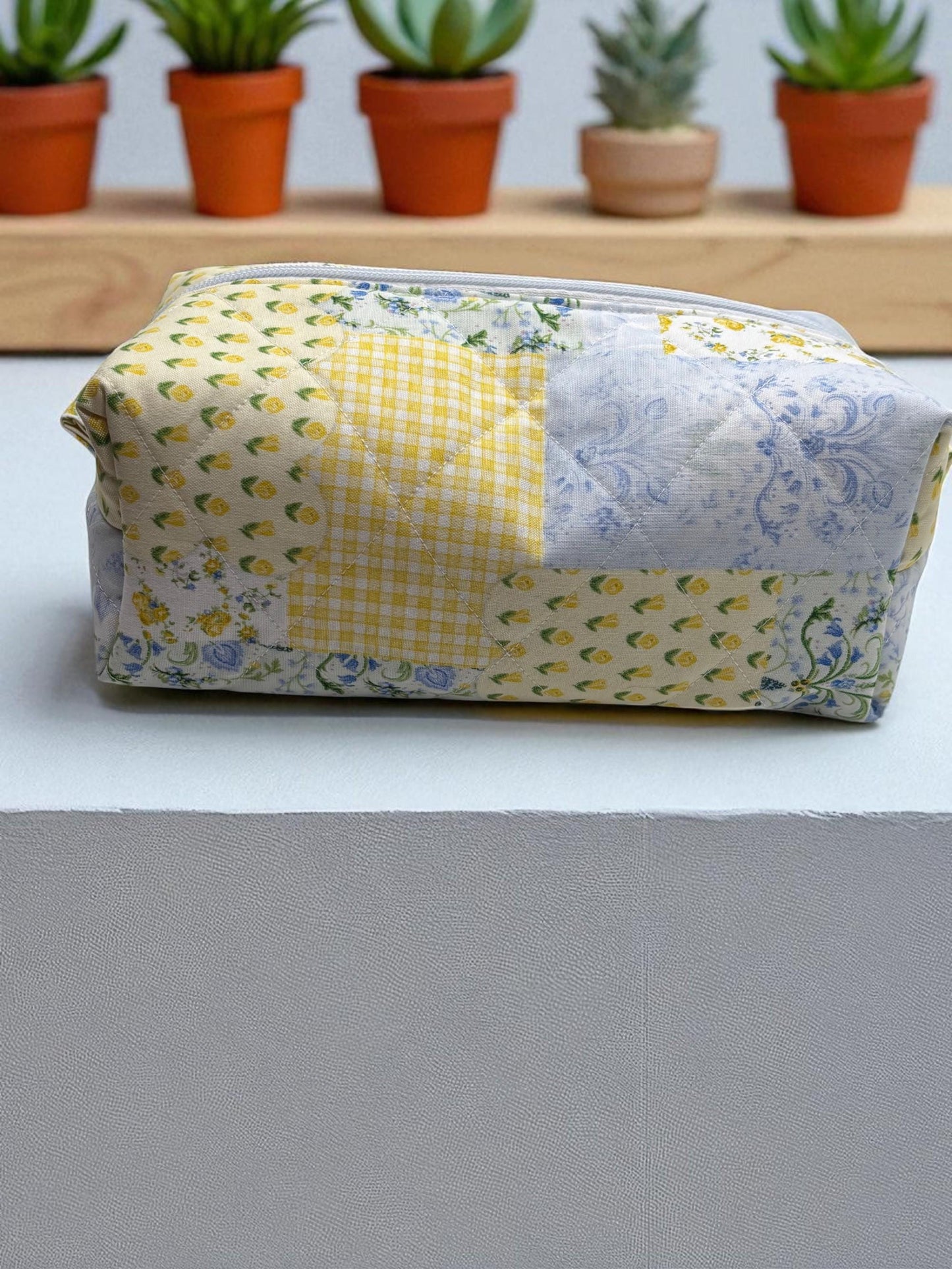 Quilted Zippered Boxy Pouch