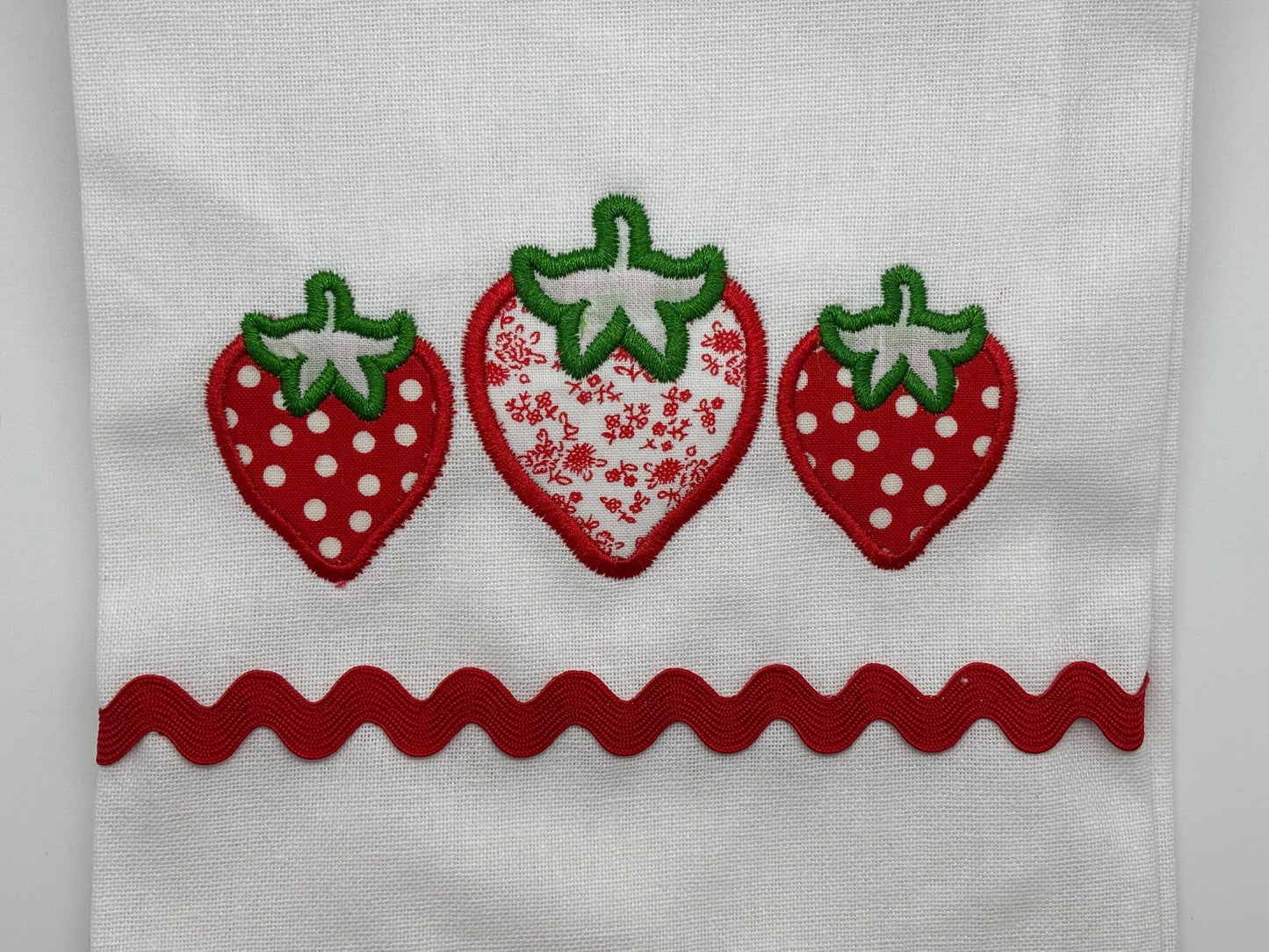 Handmade Strawberry Charm: Unique Appliqued Towel