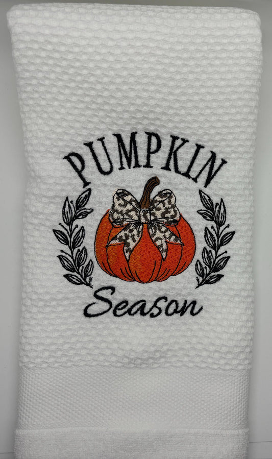 Towel - Embroidered  for Fall, Pumpkin Season Decor, Gift for Hostess, Rustic Home Accessories