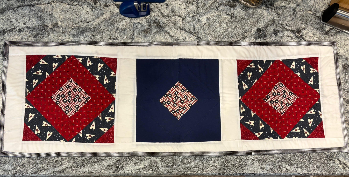 Patriotic Table Runner 41" – American Flag Decor for 4th of July, Memorial Day & Summer BBQ, Red White Blue Party Decoration