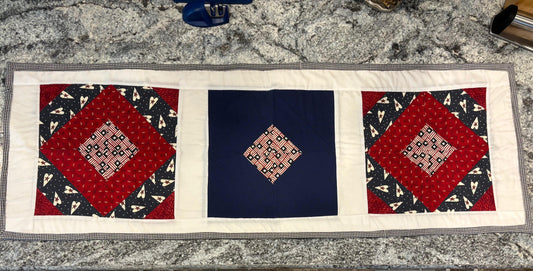 Patriotic Table Runner 41" – American Flag Decor for 4th of July, Memorial Day & Summer BBQ, Red White Blue Party Decoration