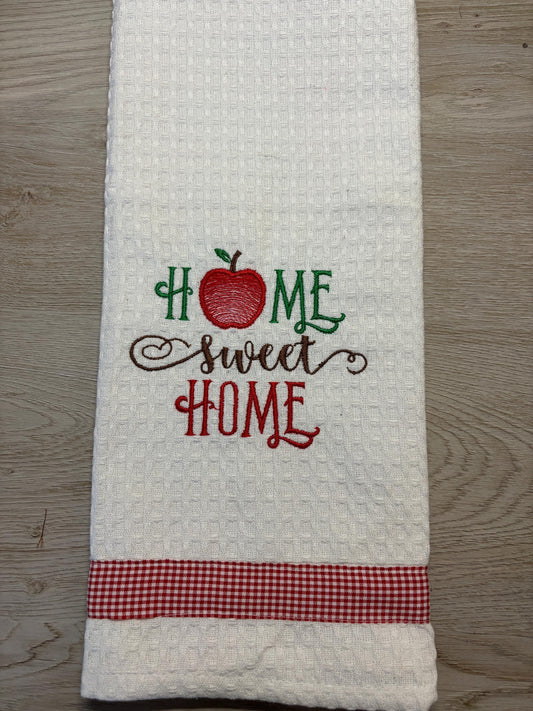Embroidered Tea Towel, Embroidered Kitchen Towel, Embroidered Towel- Home Sweet Apple