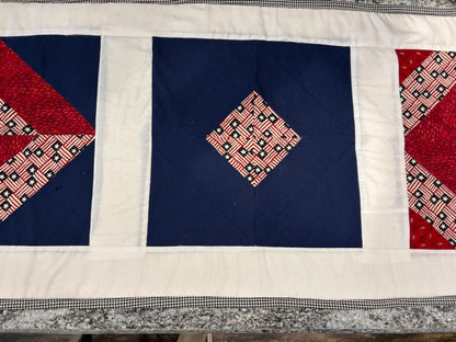 Patriotic Table Runner 41" – American Flag Decor for 4th of July, Memorial Day & Summer BBQ, Red White Blue Party Decoration