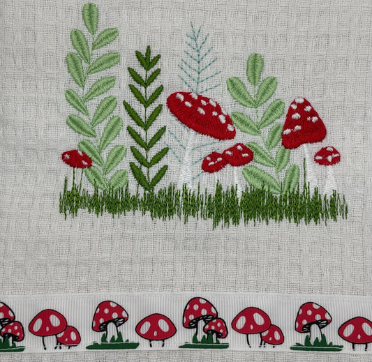 Embroidered Kitchen Towel with Toadstool Design - Cute Home Decor & Perfect Gift for Cooking Lovers, Housewarming Gift