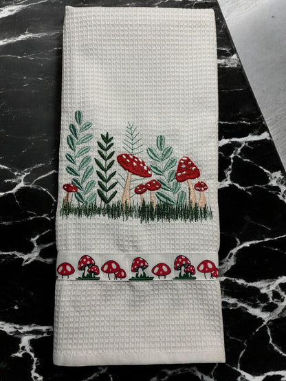 Embroidered Kitchen Towel with Toadstool Design - Cute Home Decor & Perfect Gift for Cooking Lovers, Housewarming Gift
