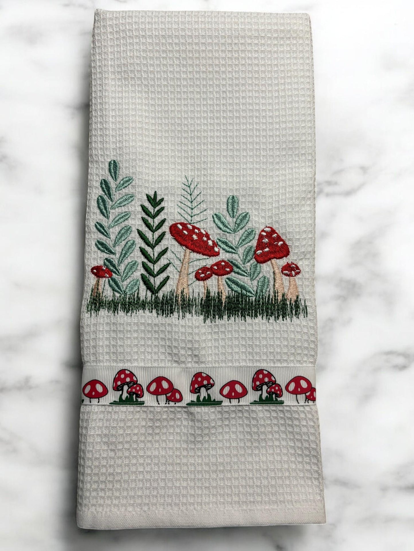Embroidered Kitchen Towel with Toadstool Design - Cute Home Decor & Perfect Gift for Cooking Lovers, Housewarming Gift