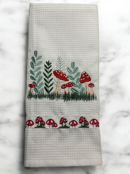 Embroidered Kitchen Towel with Toadstool Design - Cute Home Decor & Perfect Gift for Cooking Lovers, Housewarming Gift