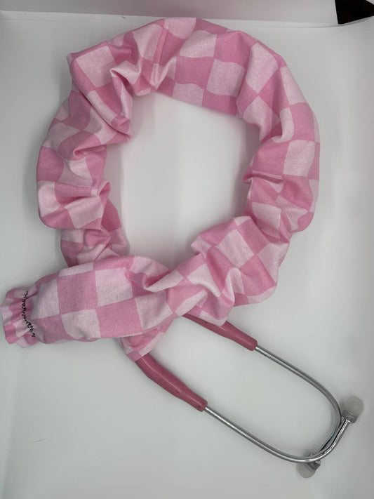 Two Tone Pink Checkerboard Stethoscope Cover