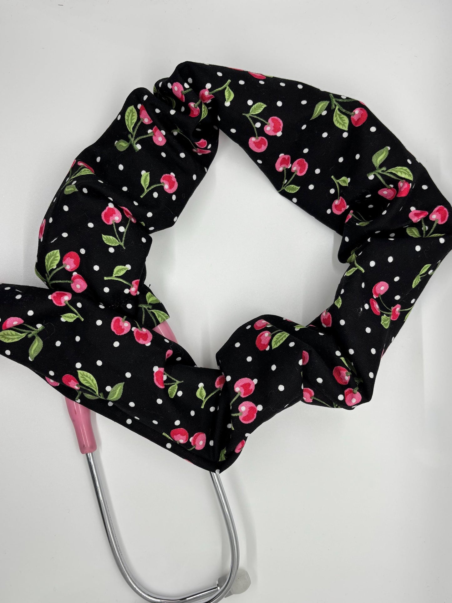 Stethoscope Cover - Polka Dot Cherry Cotton Cover, Cute Accessory for Nurses & Medical Professionals, Personalized Gift