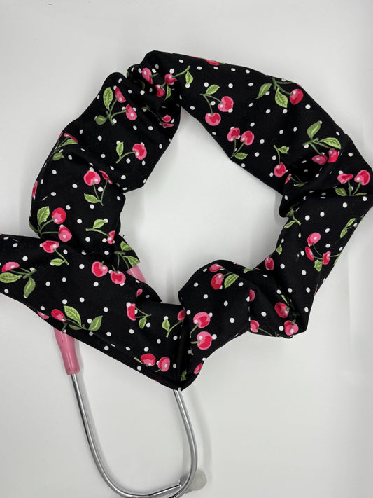 Stethoscope Cover - Polka Dot Cherry Cotton Cover, Cute Accessory for Nurses & Medical Professionals, Personalized Gift