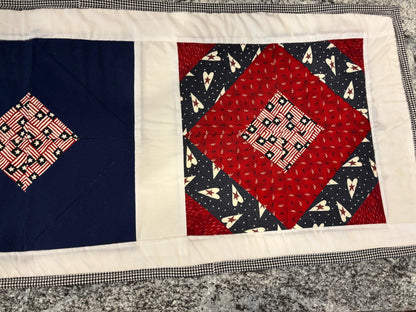 Patriotic Table Runner 41" – American Flag Decor for 4th of July, Memorial Day & Summer BBQ, Red White Blue Party Decoration