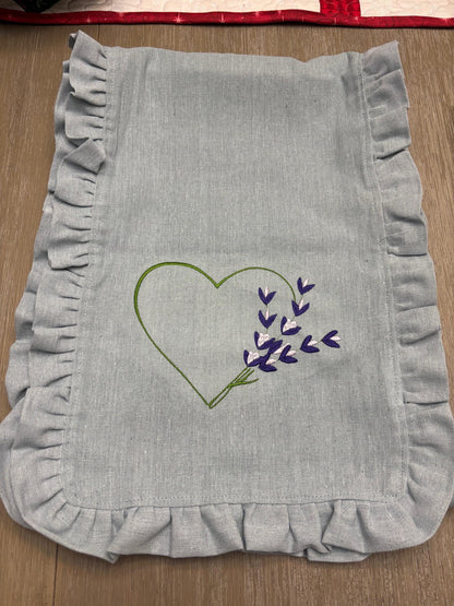 Blue Embroidered Table Runner, Table Runner, Blue Table Runner