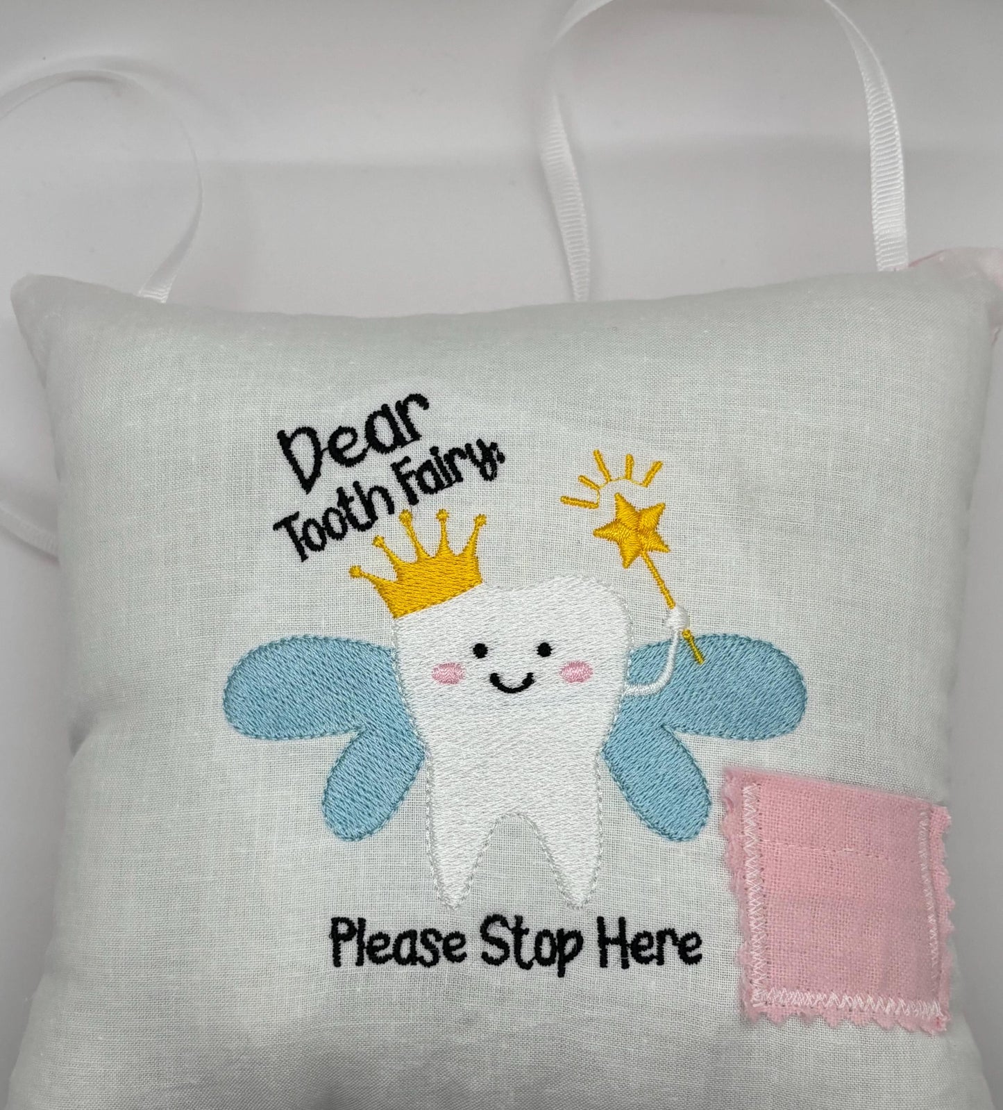 Tooth Fairy Cute Embroidered Pillow, Customizable Kids Room Décor Cute and Funny Designed Throw Pillow