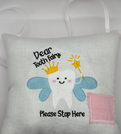 Tooth Fairy Cute Embroidered Pillow, Customizable Kids Room Décor Cute and Funny Designed Throw Pillow