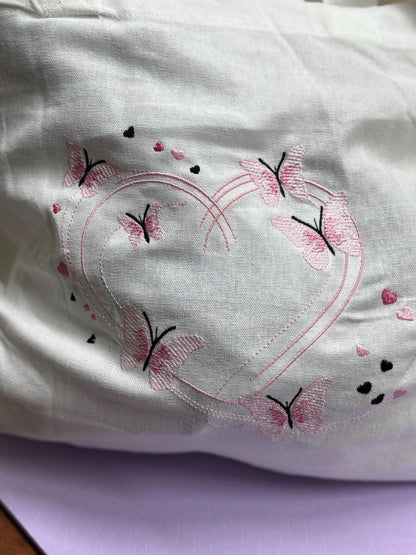 Tote Bag, Embroidered Tote Bag, Shoulder Bag, Tote, Bag- Pink Butterflies