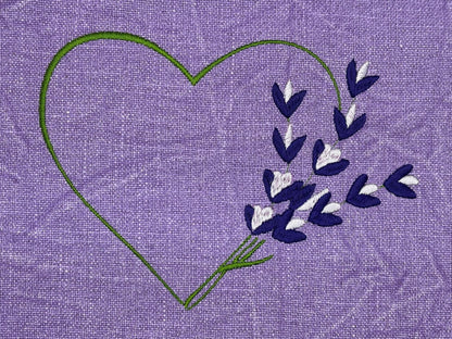Purple Heart and Violets Table Runner, Embroidered Table Runner, Embroidered