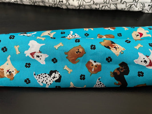 Cotton Stethoscope Cover- Multi breed dogs on blue (Limited)