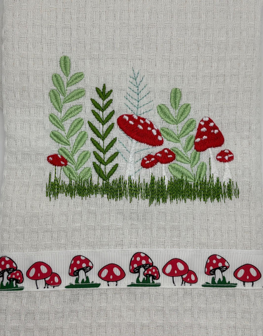 Embroidered Kitchen Towel with Toadstool Design - Cute Home Decor & Perfect Gift for Cooking Lovers, Housewarming Gift
