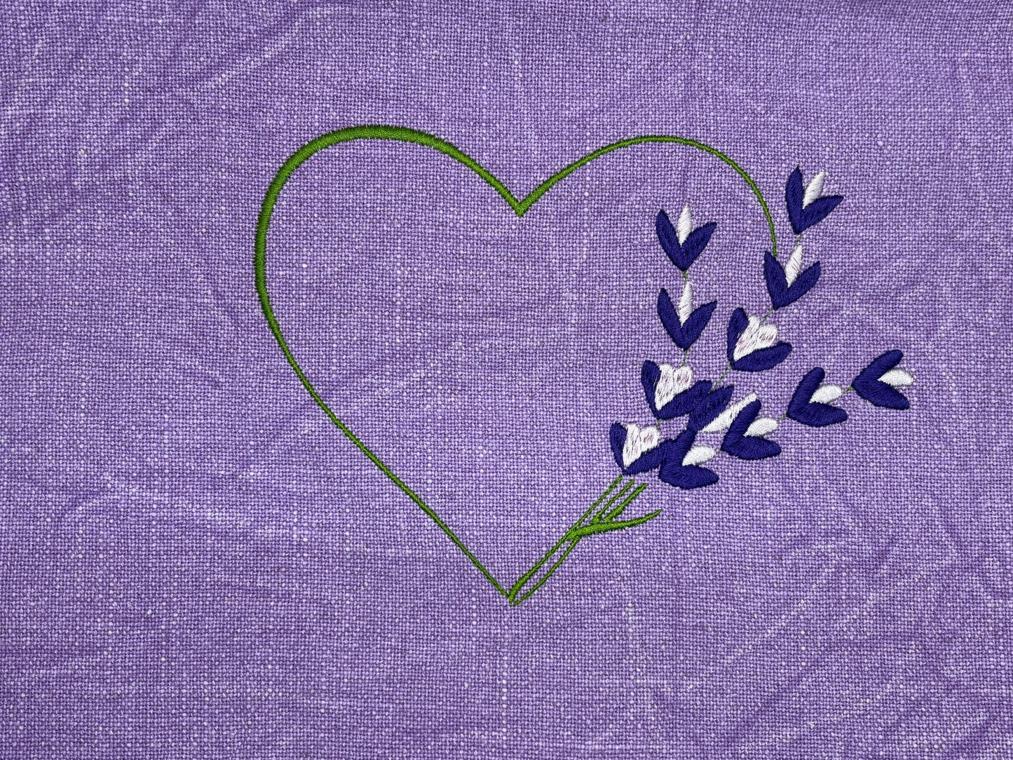 Purple Heart and Violets Table Runner, Embroidered Table Runner, Embroidered