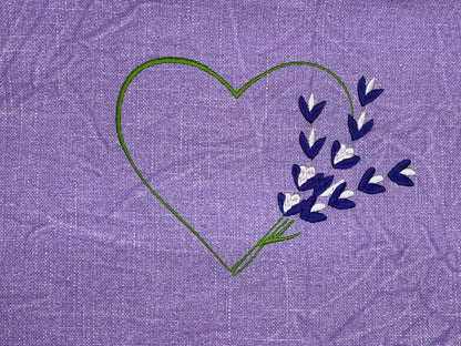 Purple Heart and Violets Table Runner, Embroidered Table Runner, Embroidered