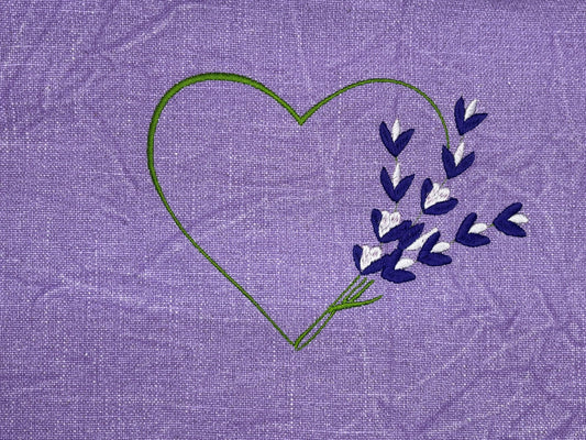 Purple Heart and Violets Table Runner, Embroidered Table Runner, Embroidered
