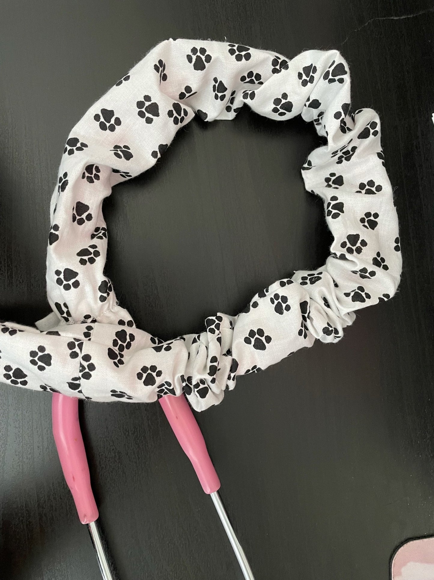 Stethoscope Cover, Stethoscope sleeve,  Reusable Stethoscope Cover, Black and White Paw Prints