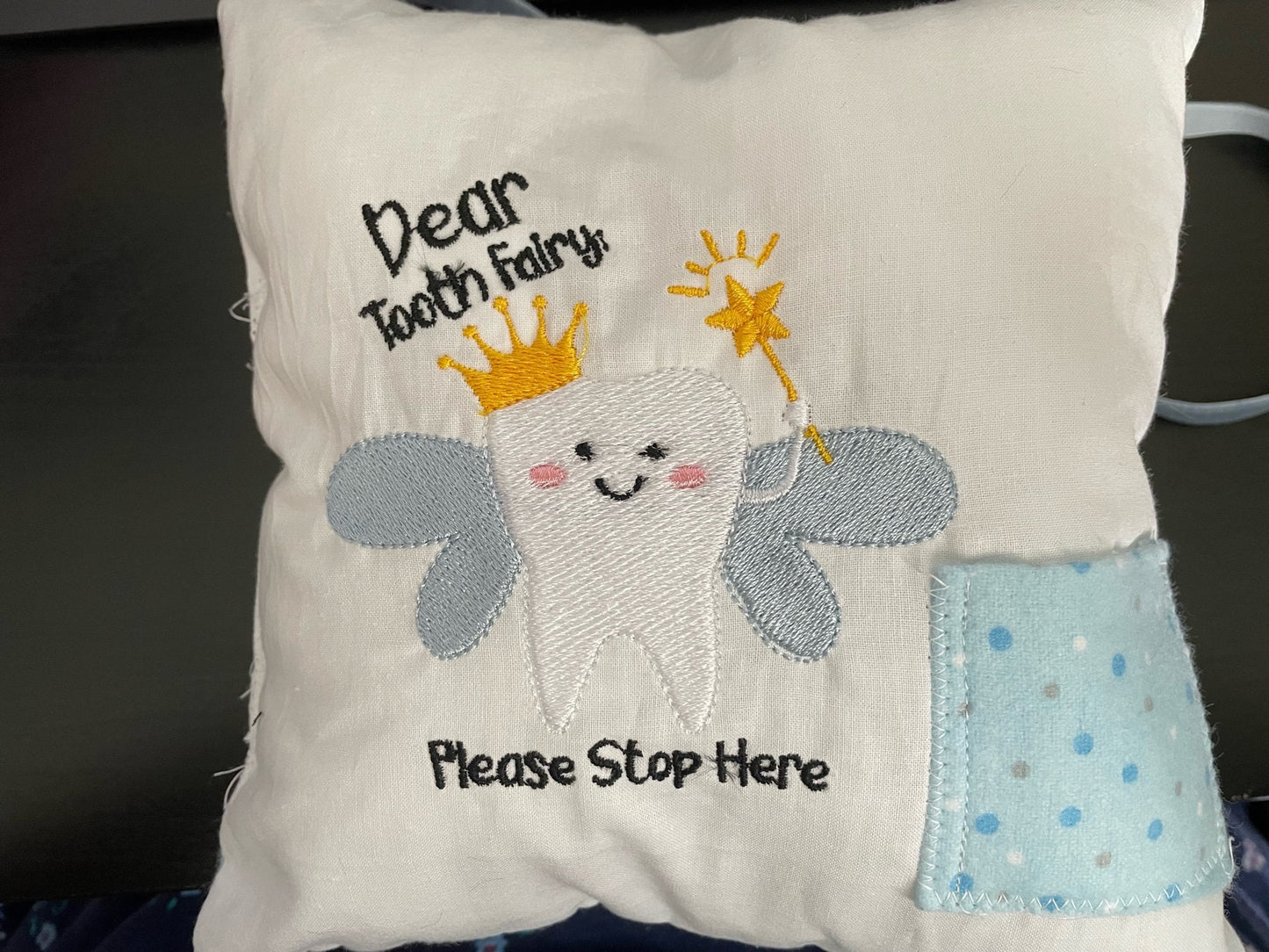 Tooth Fairy Cute Embroidered Pillow, Customizable Kids Room Décor Cute and Funny Designed Throw Pillow