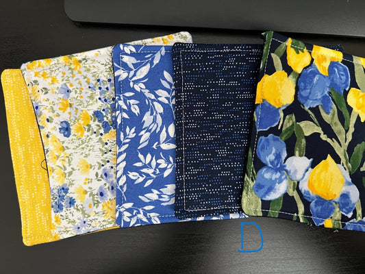 Fabric Coasters, Drink Coasters, Blue and Yellow (Multiple Bundles)