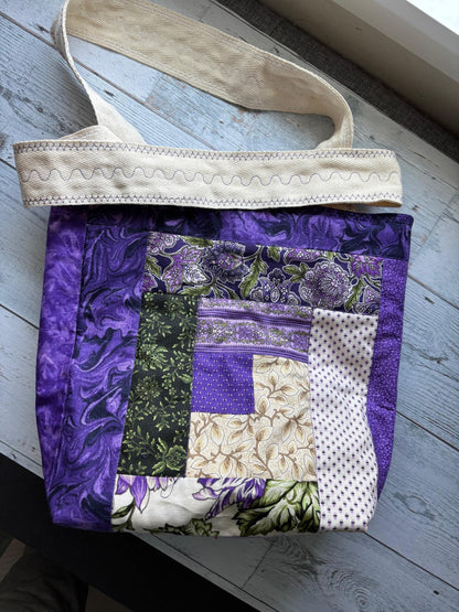 Quilted Purple Tote Bag Stylish  Shoulder Bag Durable Everyday Handbag for Women & Teens