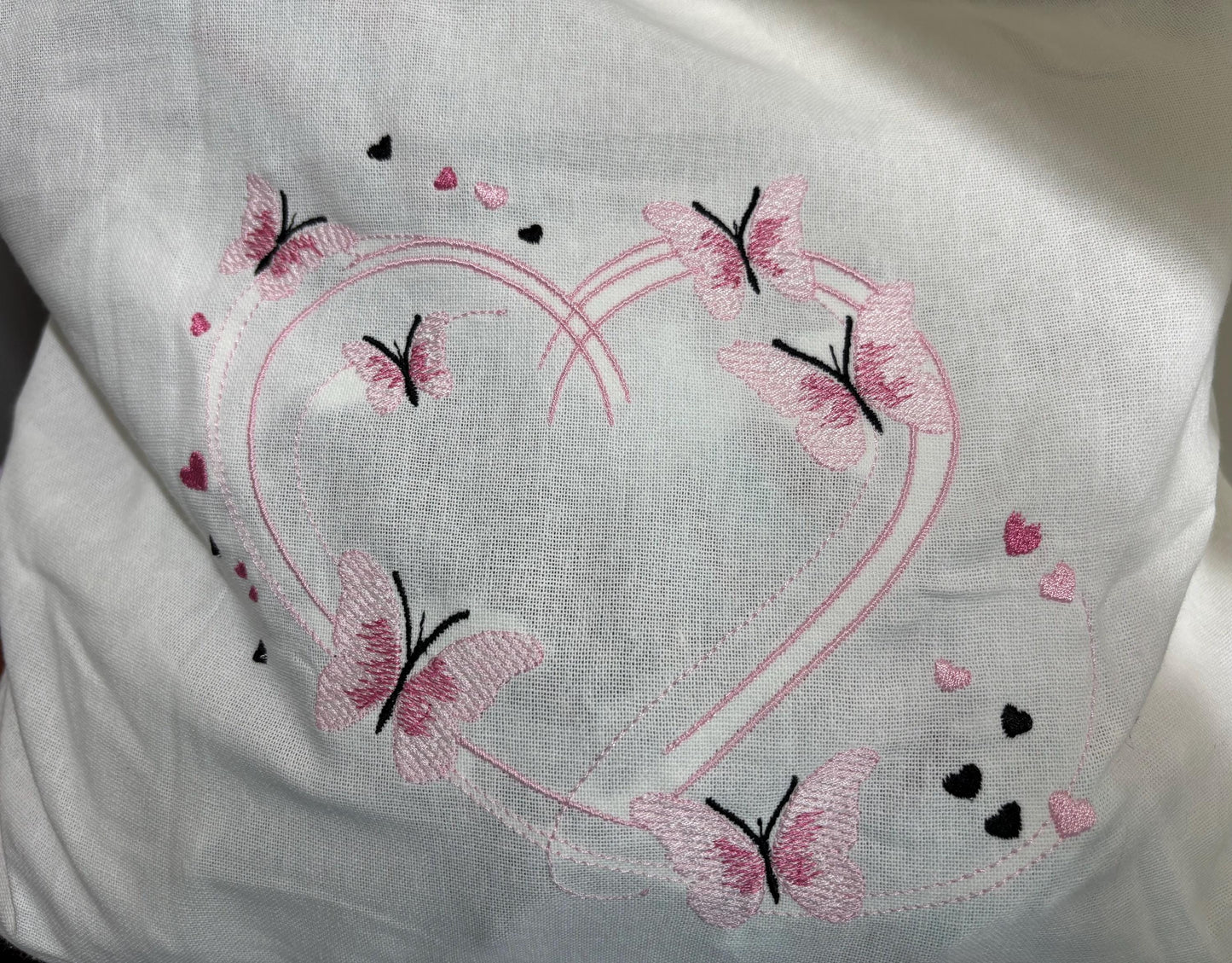 Tote Bag, Embroidered Tote Bag, Shoulder Bag, Tote, Bag- Pink Butterflies