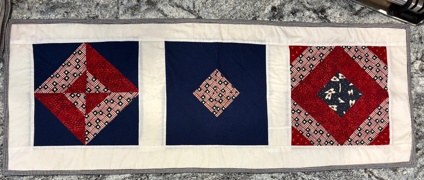 Patriotic Table Runner 41" – American Flag Decor for 4th of July, Memorial Day & Summer BBQ, Red White Blue Party Decoration