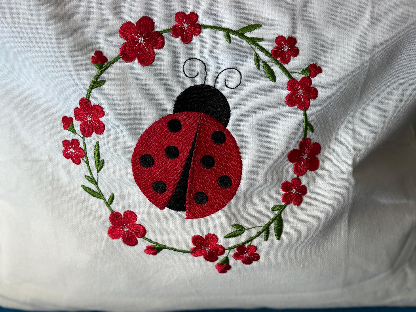 Ladybug Embroidered Tote Bag - Stylish Shoulder Bag for Books