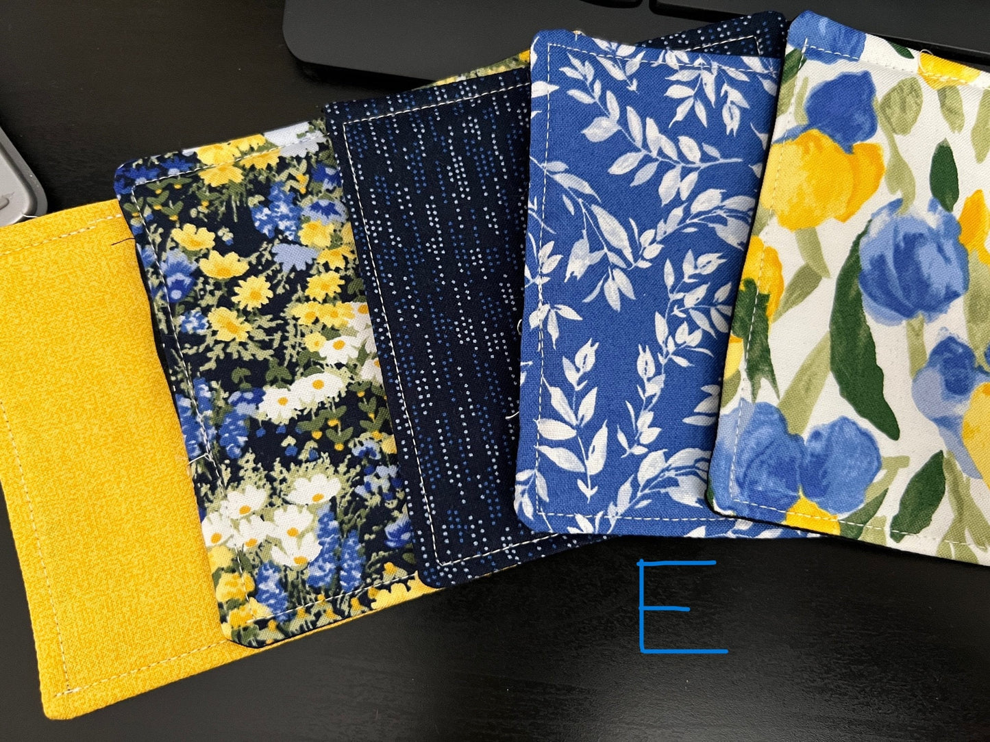 Fabric Coasters, Drink Coasters, Blue and Yellow (Multiple Bundles)
