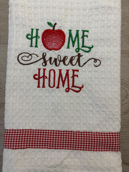Embroidered Tea Towel, Embroidered Kitchen Towel, Embroidered Towel- Home Sweet Apple