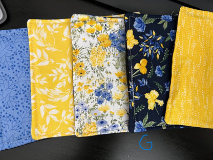 Fabric Coasters, Drink Coasters, Blue and Yellow (Multiple Bundles)