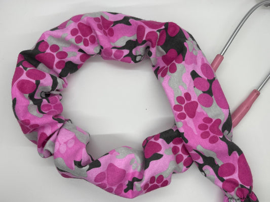 Pink Camo Paw Prints Stethoscope Cover | Reusable Sleeve for Healthcare Professionals | Cute Animal Print Accessory (Limited)