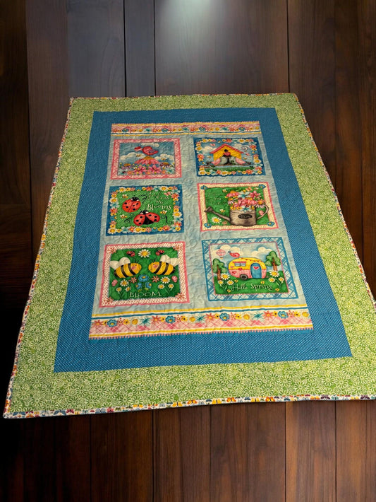 Quilt - Baby Quilt, Spring Throw & Lap Quilt, Soft Cozy Blanket for Nursery or Living Room Décor, Perfect Gift for New Parents