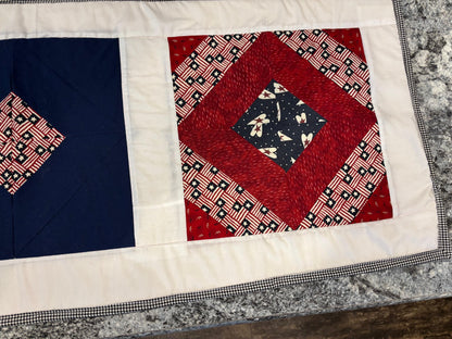 Patriotic Table Runner 41" – American Flag Decor for 4th of July, Memorial Day & Summer BBQ, Red White Blue Party Decoration