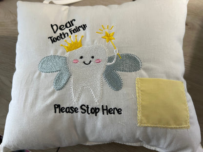Tooth Fairy Cute Embroidered Pillow, Customizable Kids Room Décor Cute and Funny Designed Throw Pillow