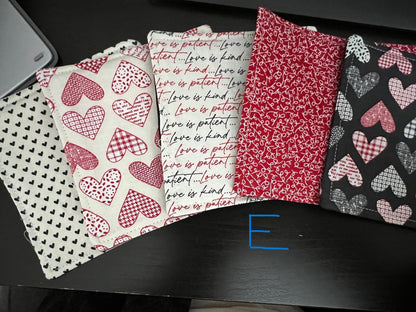 Fabric Coasters, Red, Black and White Heart Coasters (Multiple bundles)