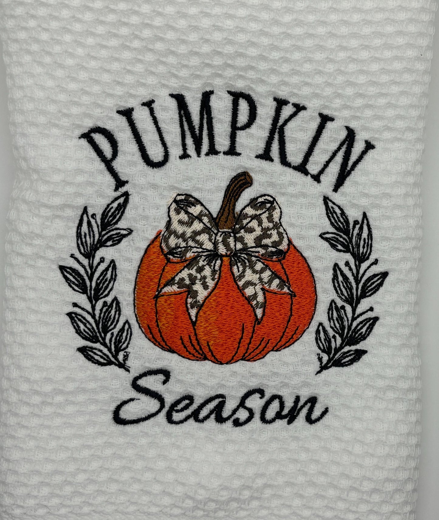 Towel - Embroidered  for Fall, Pumpkin Season Decor, Gift for Hostess, Rustic Home Accessories