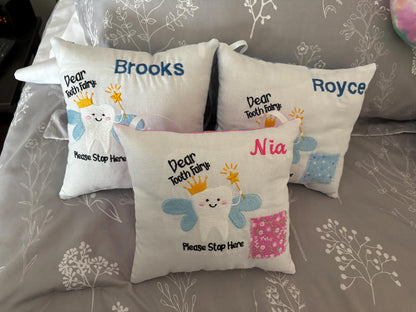 Tooth Fairy Cute Embroidered Pillow, Customizable Kids Room Décor Cute and Funny Designed Throw Pillow